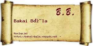 Bakai Béla névjegykártya